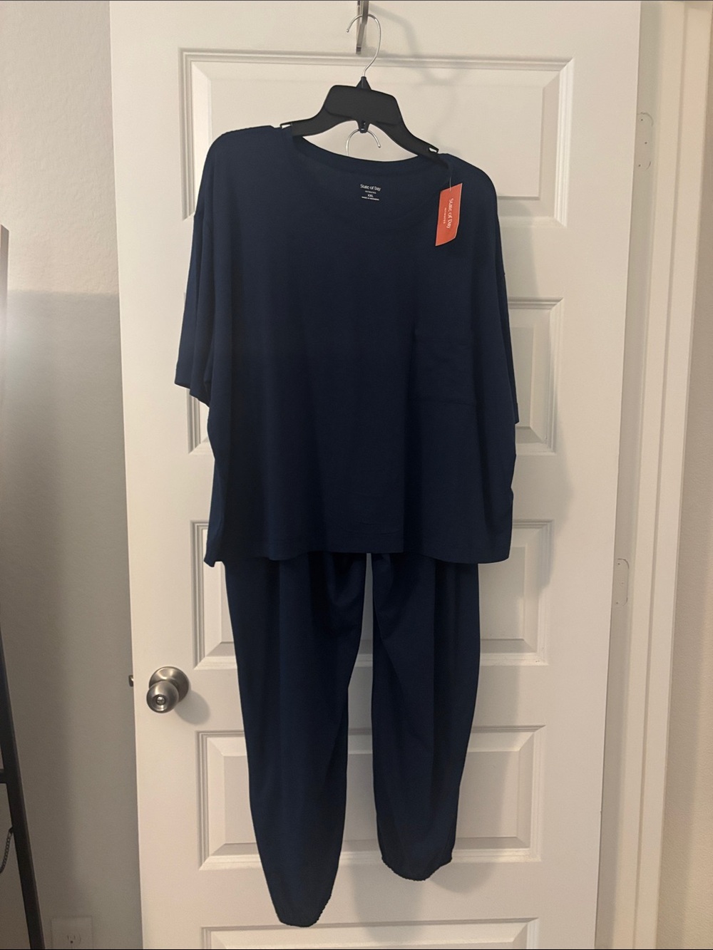 State of Day Navy 2-Piece Short-Sleeve T-Shirt & Joggers Pajama Set SZ XXL NWT